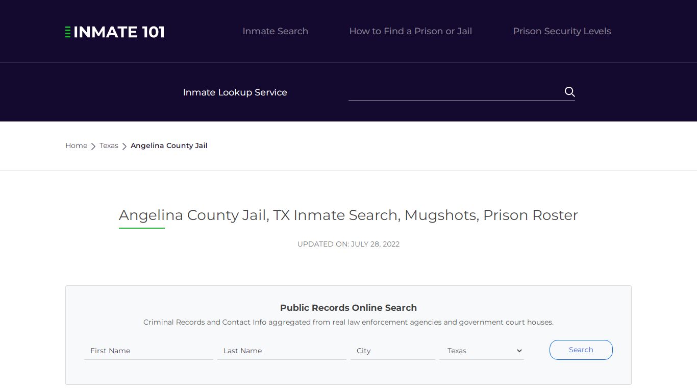 Angelina County Jail, TX Inmate Search, Mugshots, Prison ...